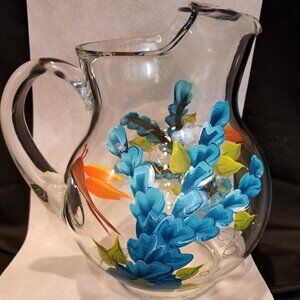 LABELED: "JUDiPAINTEDIT" A UNIQUE AND LOVELY PITCHER WITH GREAT COLORS